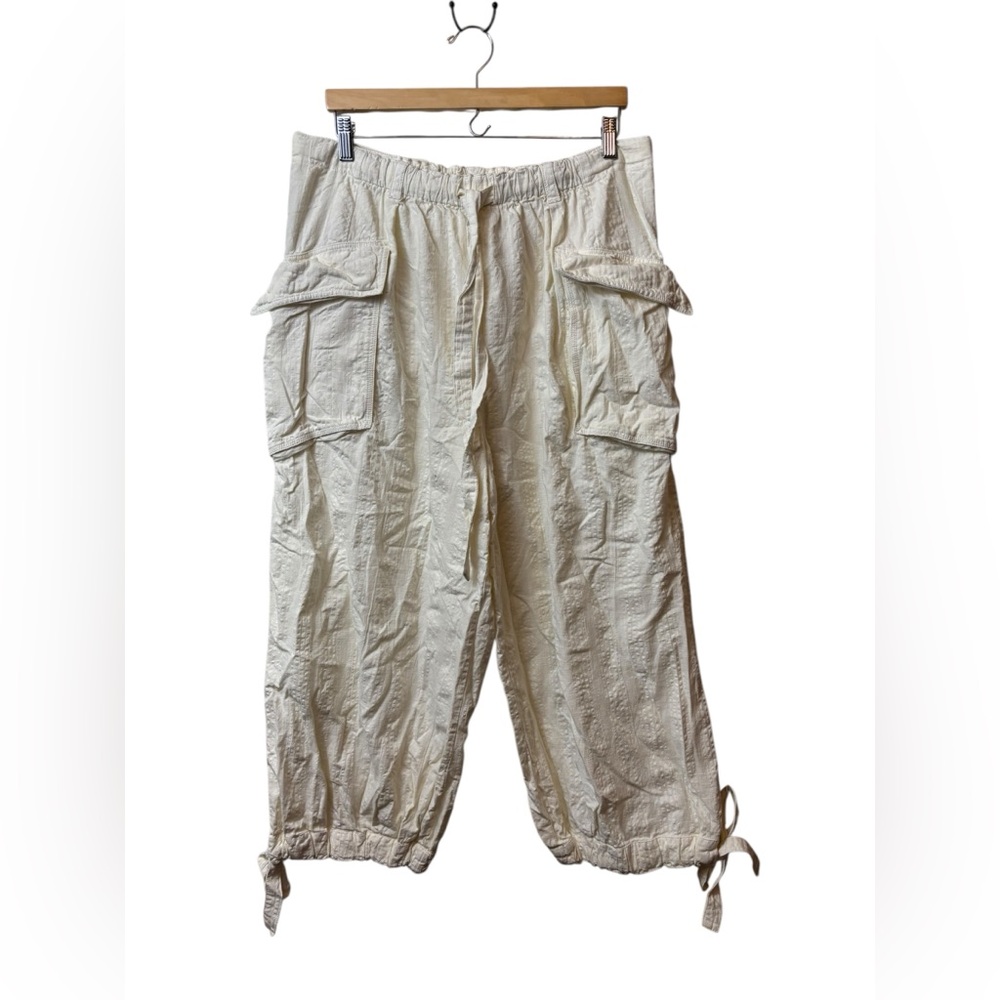 Free People Cream Cargo Crop Drawstring Pants - Picture 1 of 4